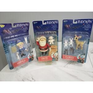 Lot 3 Rudolph The Island of Misfit Toys Action Figures Hermey Clarice Santa
